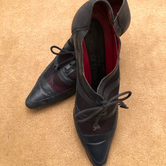 Lace up Pump with netting with Louis heel - Picture 2 of 5